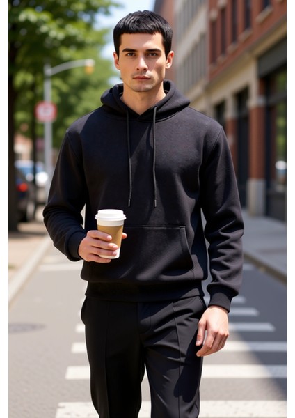 Erkek Kapüşonlu Standart Kol Regular Kalıp Sweatshirt Fonksiyonel Dayanıklı Kaliteli Rahat fiyatları