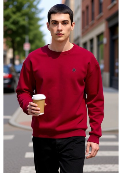 Erkek Bisiklet Yaka Standart Kol Oversize Kalıp 3 Iplik Penye Şardonlu Sweatshirt Kaliteli fiyatları