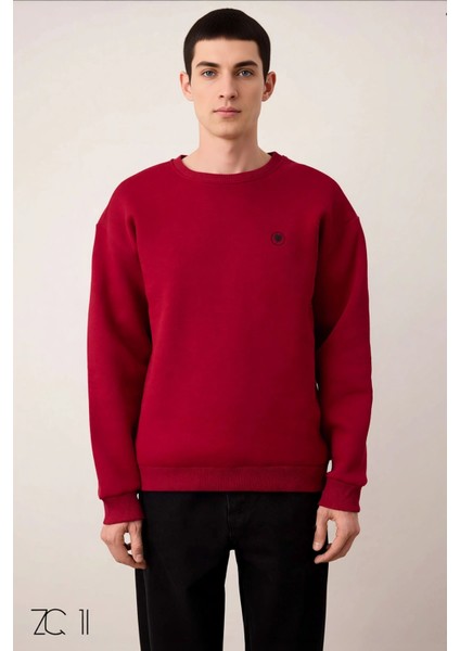 Erkek Bisiklet Yaka Standart Kol Oversize Kalıp 3 Iplik Penye Şardonlu Sweatshirt Kaliteli modelleri
