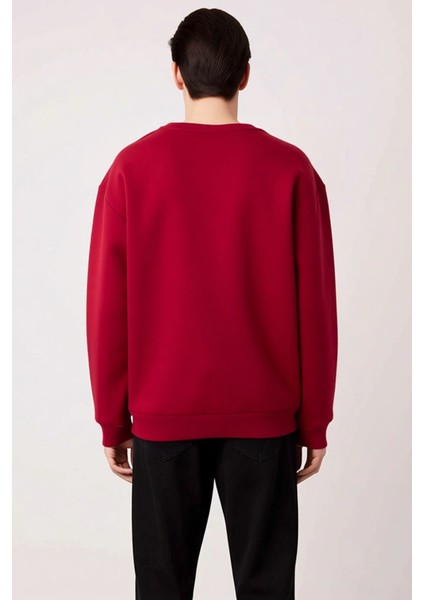 Erkek Bisiklet Yaka Standart Kol Oversize Kalıp 3 Iplik Penye Şardonlu Sweatshirt Kaliteli fırsatları