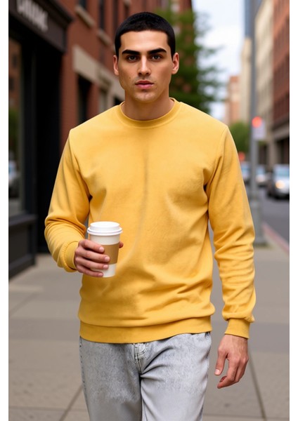 Erkek Bisiklet Yaka Standart Kol Regular Kalıp Polar Sweatshirt Fonksiyonel Dayanıklı Spor fiyatları