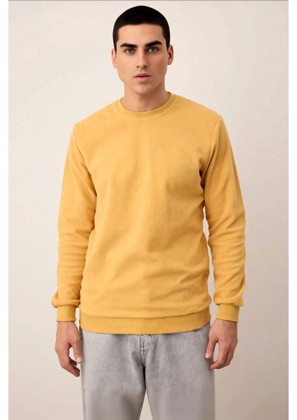 Erkek Bisiklet Yaka Standart Kol Regular Kalıp Polar Sweatshirt Fonksiyonel Dayanıklı Spor modelleri