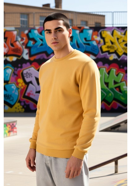 Erkek Bisiklet Yaka Standart Kol Regular Kalıp Polar Sweatshirt Fonksiyonel Dayanıklı Spor indirimleri