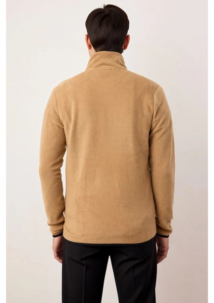 Erkek Dik Yaka Fermuarlı Standart Kol Polar Sweatshirt Fonksiyonel Dayanıklı Kaliteli Spor fırsatları