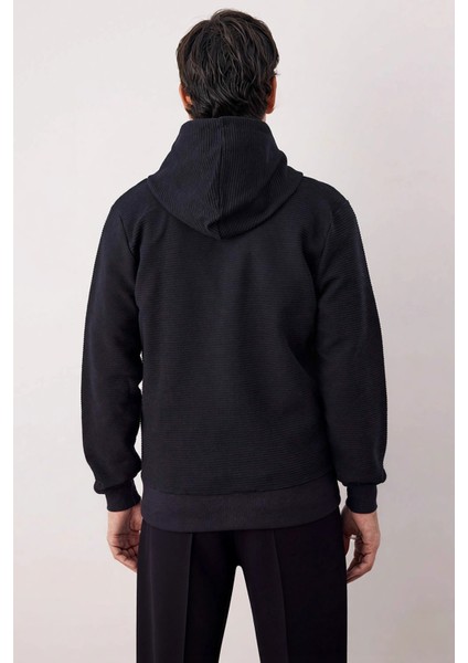 Erkek Bisiklet Yaka Standart Kol Fermuarlı Dokulu Sweatshirt Fonksiyonel Dayanıklı Estetik fırsatları