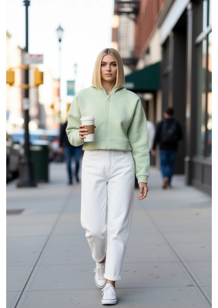 Kadın Kapüşonlu Fermuarlı Düşük Kol Örme Sweatshirt Fonksiyonel Dayanıklı Kaliteli Estetik fiyatları