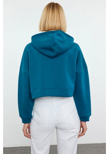 Kadın Kapüşonlu Fermuarlı Düşük Kol Örme Sweatshirt Fonksiyonel Dayanıklı Kaliteli Estetik fırsatları