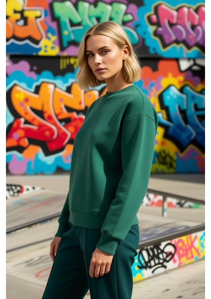 Kadın Bisiklet Yaka Düşük Kol Regular Kalıp Örme Sweatshirt Fonksiyonel Dayanıklı Kaliteli indirimleri