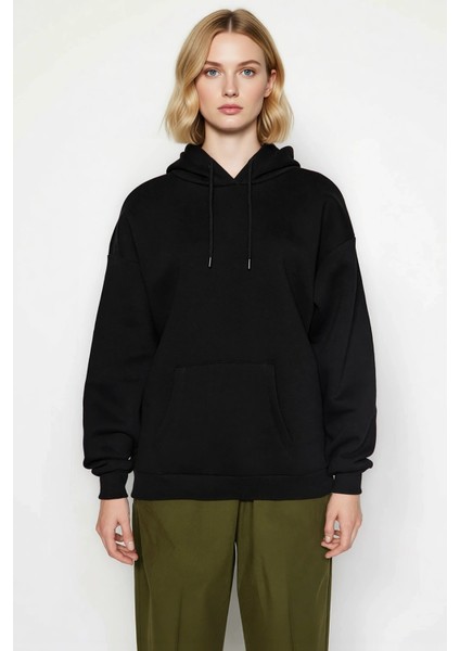Kadın Kapüşonlu Düşük Kol Oversize Sweatshirt Fonksiyonel Dayanıklı Kaliteli Konforlu Spor modelleri