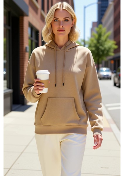 Kadın Kapüşonlu Düşük Kol Oversize Sweatshirt Fonksiyonel Dayanıklı Kaliteli Konforlu Spor fiyatları