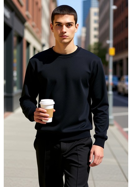 Erkek Bisiklet Yaka Standart Kol Regular Kalıp Sweatshirt Fonksiyonel Dayanıklı Kaliteli Şık fiyatları