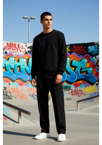 Erkek Bisiklet Yaka Standart Kol Regular Kalıp Sweatshirt Fonksiyonel Dayanıklı Kaliteli Şık indirimleri