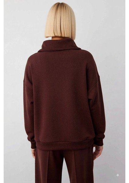 Kadın Polo Yaka Düşük Kol Örme Sweatshirt Fonksiyonel Dayanıklı Kaliteli Konforlu Estetik Şık fırsatları