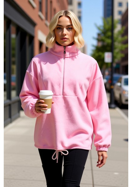 Kadın Dik Yaka Fermuarlı Polar Regular Kalıp Sweatshirt Fonksiyonel Dayanıklı Kaliteli Şık fiyatları