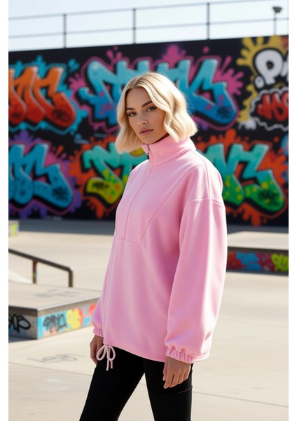 Kadın Dik Yaka Fermuarlı Polar Regular Kalıp Sweatshirt Fonksiyonel Dayanıklı Kaliteli Şık indirimleri