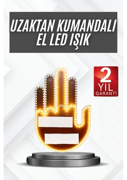 Uzaktan Kumandalı El Orta Parmak LED Araç Camına Özel