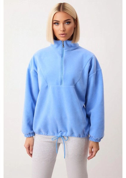 Kadın Dik Yaka Fermuarlı Polar Regular Kalıp Sweatshirt Fonksiyonel Dayanıklı Kaliteli Şık modelleri