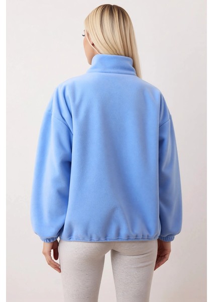 Kadın Dik Yaka Fermuarlı Polar Regular Kalıp Sweatshirt Fonksiyonel Dayanıklı Kaliteli Şık fırsatları