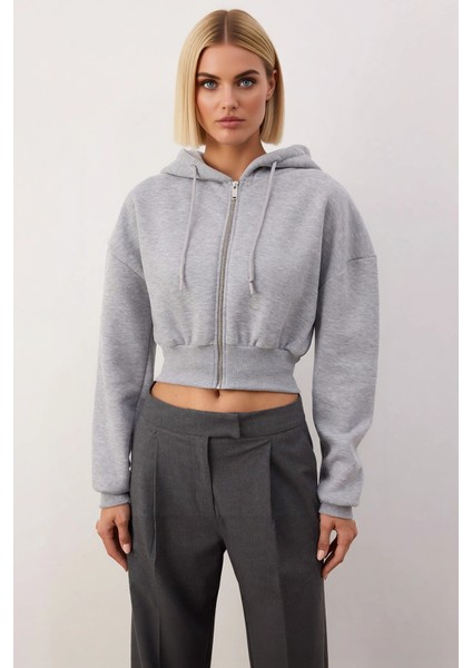 Kadın Kapüşonlu Fermuarlı Uzun Kollu Örme Sweatshirt Fonksiyonel Dayanıklı Kaliteli Modern modelleri