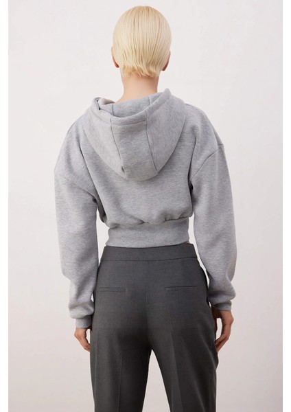 Kadın Kapüşonlu Fermuarlı Uzun Kollu Örme Sweatshirt Fonksiyonel Dayanıklı Kaliteli Modern fırsatları