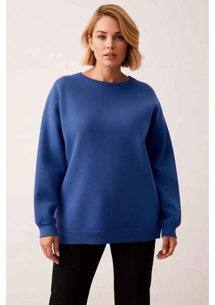 Kadın Bisiklet Yaka Düşük Kol Oversize Kalıp Sweatshirt Fonksiyonel Dayanıklı Kaliteli Şık modelleri