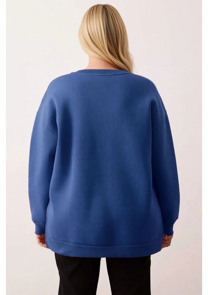 Kadın Bisiklet Yaka Düşük Kol Oversize Kalıp Sweatshirt Fonksiyonel Dayanıklı Kaliteli Şık fırsatları