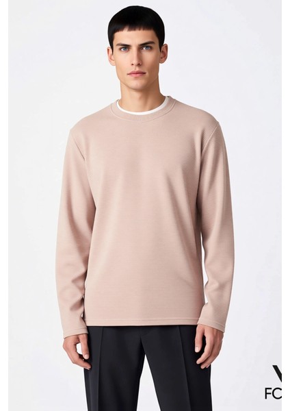 Erkek Bisiklet Yaka Standart Kol Regular Kalıp Dokulu Sweatshirt Fonksiyonel Dayanıklı Şık modelleri