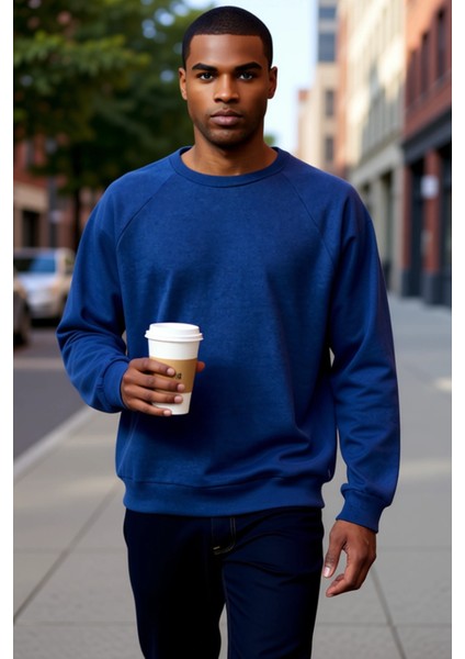 Erkek Bisiklet Yaka Reglan Kol Oversize Kalıp Sweatshirt Fonksiyonel Dayanıklı Kaliteli Şık fiyatları