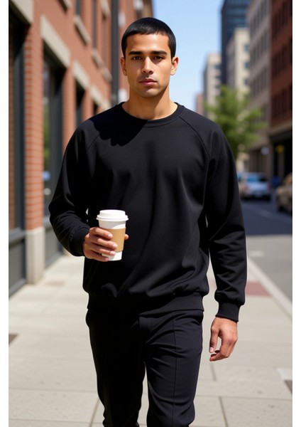 Erkek Bisiklet Yaka Reglan Kol Oversize Kalıp Sweatshirt Fonksiyonel Dayanıklı Kaliteli Şık fiyatları