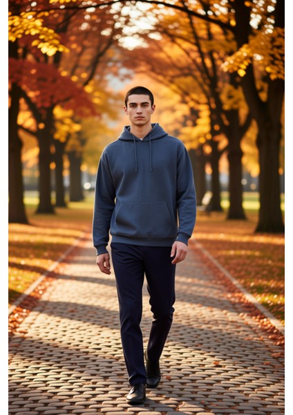 Erkek Kapüşonlu Düşük Kol Uzun Kollu Oversize Kalıp Sweatshirt Fonksiyonel Dayanıklı Rahat