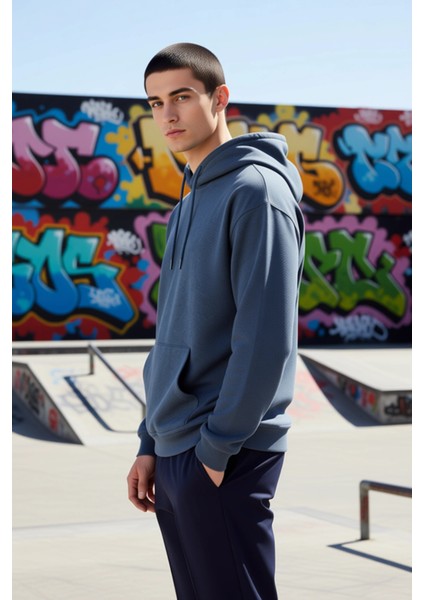 Erkek Kapüşonlu Düşük Kol Uzun Kollu Oversize Kalıp Sweatshirt Fonksiyonel Dayanıklı Rahat indirimleri