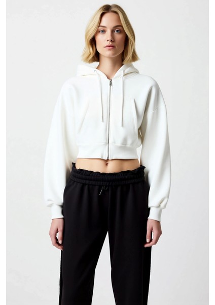Kadın Kapüşonlu Düşük Kol Fermuarlı Örme Sweatshirt Fonksiyonel Dayanıklı Kaliteli Estetik modelleri