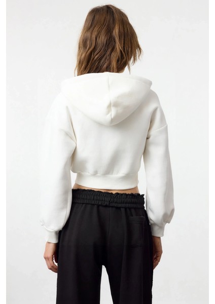 Kadın Kapüşonlu Düşük Kol Fermuarlı Örme Sweatshirt Fonksiyonel Dayanıklı Kaliteli Estetik fırsatları