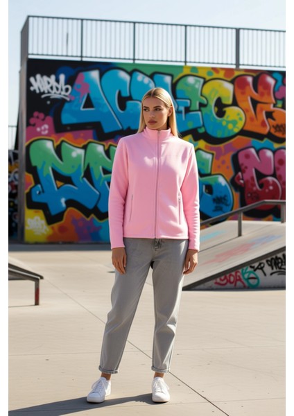 Kadın Dik Yaka Standart Kol Regular Kalıp Fermuarlı Örme Sweatshirt Fonksiyonel Dayanıklı Şık indirimleri