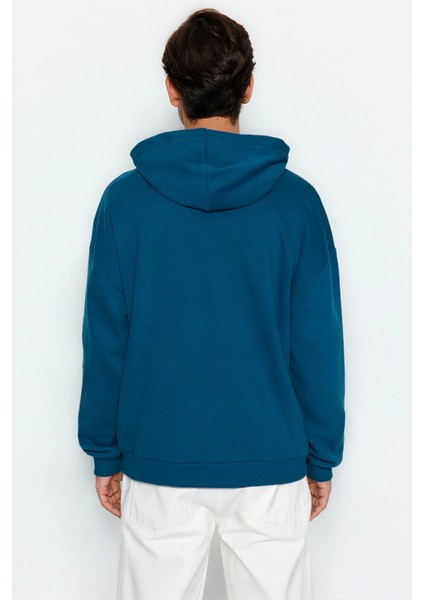 Erkek Kapüşonlu Standart Kol Oversize Kalıp Slogan Desenli Sweatshirt Fonksiyonel Kaliteli fırsatları