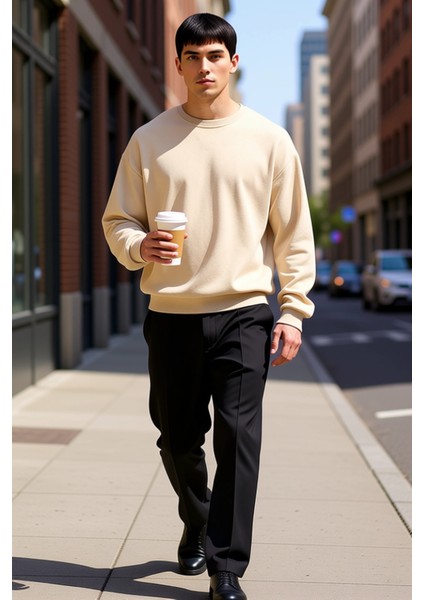 Erkek Bisiklet Yaka Standart Kol Oversize Kalıp Sweatshirt Fonksiyonel Dayanıklı Kaliteli Şık fiyatları