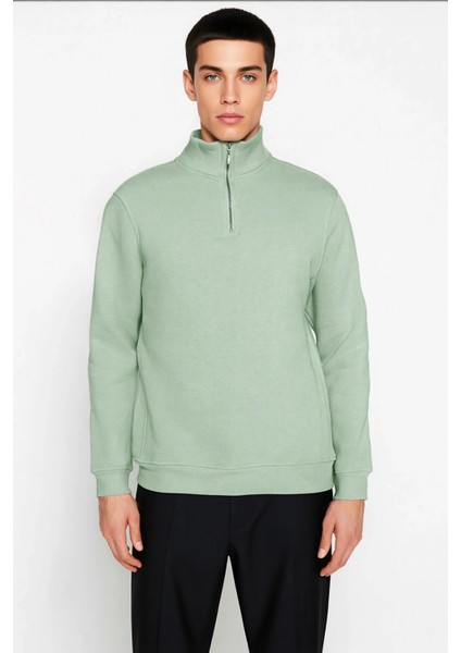 Erkek Dik Yaka Fermuarlı Standart Kol Regular Kalıp Sweatshirt Fonksiyonel Dayanıklı Rahat modelleri