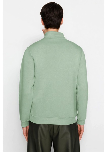 Erkek Dik Yaka Fermuarlı Standart Kol Regular Kalıp Sweatshirt Fonksiyonel Dayanıklı Rahat fırsatları