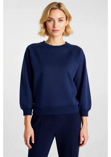 Kadın Bisiklet Yaka Reglan Kol Düz Örme Sweatshirt Fonksiyonel Dayanıklı Kaliteli Konforlu modelleri