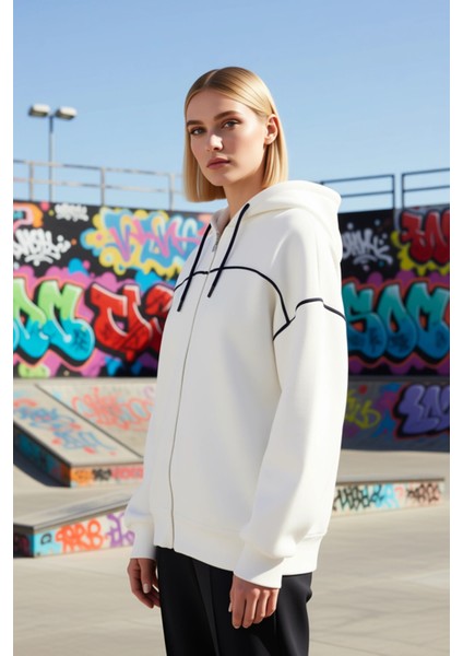 Kadın Kapüşonlu Fermuarlı Düşük Kol Sweatshirt Fonksiyonel Dayanıklı Kaliteli Konforlu Şık indirimleri