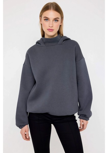 Kadın Kapüşonlu Düşük Kol Uzun Kollu Geniş Kalıp Sweatshirt Fonksiyonel Dayanıklı Kaliteli modelleri