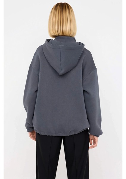 Kadın Kapüşonlu Düşük Kol Uzun Kollu Geniş Kalıp Sweatshirt Fonksiyonel Dayanıklı Kaliteli fırsatları