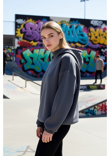 Kadın Kapüşonlu Düşük Kol Uzun Kollu Geniş Kalıp Sweatshirt Fonksiyonel Dayanıklı Kaliteli indirimleri