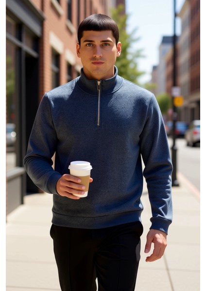 Erkek Dik Yaka Standart Kol Regular Kalıp Sweatshirt Fonksiyonel Dayanıklı Kaliteli Modern fiyatları