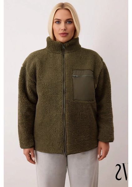 Kadın Oversize Dik Yaka Fermuarlı Düz Örme Sweatshirt Fonksiyonel Dayanıklı Kaliteli Rahat modelleri