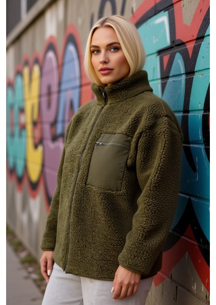 Kadın Oversize Dik Yaka Fermuarlı Düz Örme Sweatshirt Fonksiyonel Dayanıklı Kaliteli Rahat indirimleri