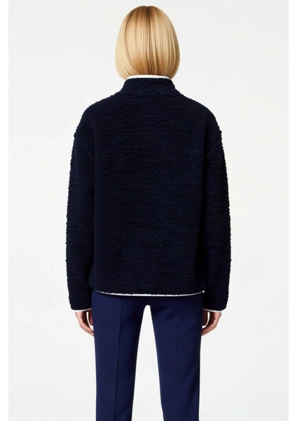 Kadın Dik Yaka Düşük Kol Peluş Örme Sweatshirt Fonksiyonel Dayanıklı Kaliteli Konforlu Şık fırsatları