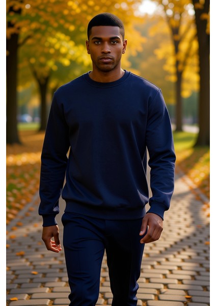 Erkek Bisiklet Yaka Standart Kol Regular Kalıp Sweatshirt Fonksiyonel Dayanıklı Kaliteli Şık