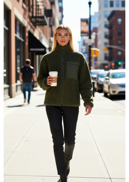 Kadın Dik Yaka Düşük Kol Tam Fermuarlı Peluş Sweatshirt Fonksiyonel Dayanıklı Kaliteli Şık fiyatları