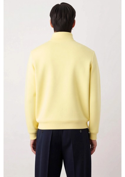 Erkek Dik Yaka Fermuarlı Standart Kol Regular Kalıp Sweatshirt Fonksiyonel Dayanıklı Rahat fırsatları